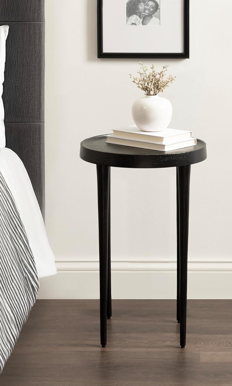 Kate and Laurel Rava Modern Metal Round Side Table, 14 x 14 x 22, Black, Cast...