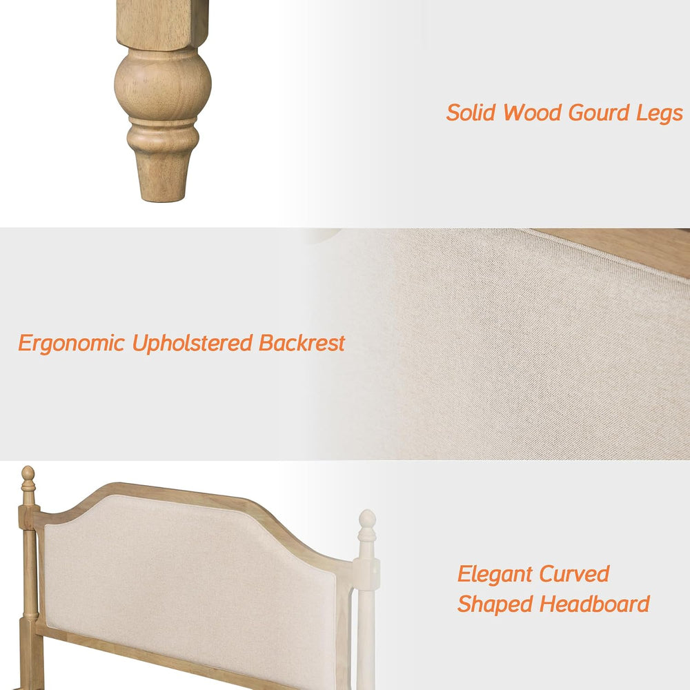 WAMPAT Queen Size Platform Bed Frame with Upholstered Headboard for Bedroom, ...