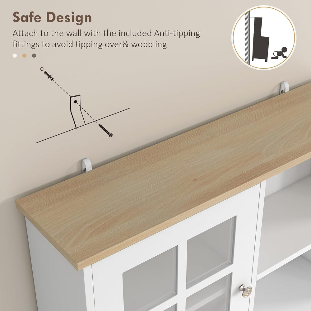 31.5"D*14.5"W*72"H Freestanding Kitchen Pantry with 4 Adjustab...