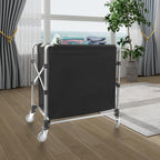 Commercial Laundry Cart with Wheels,Folding Laundry Hamper Cart,Heavy Duty Rolling Laundry Basket with Large Capacity,Laundry Sorter Trolley for Home Hotel Apartment (Black, 34.25 * 19.7 * 36.22in)