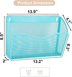 EASEPRES 3 Single Pocket Mesh Hanging File Organizer, Vertical Wall Mounted Magazine File Holder, Mount Basket Mail Paper Document Folder Organizing for Office, Home and School, Blue