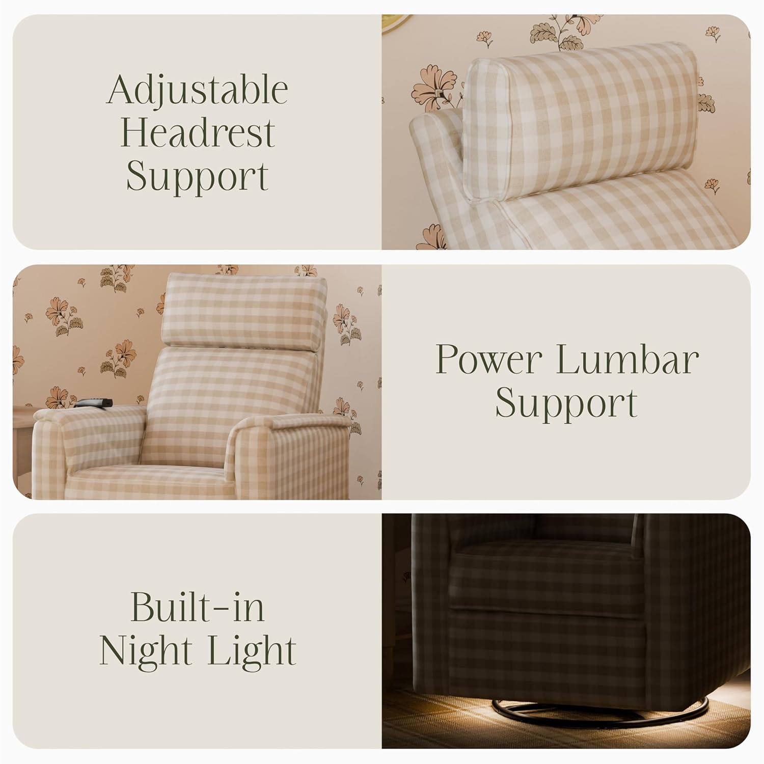 Namesake Willa Deluxe Power Recliner & Swivel Glider with Heat and Massage, Built-in USB Charging Port, Adjustable Headrest and Lumbar Support | Greenguard Gold and CertiPUR-US® Certified
