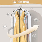 MISSLO 65" Clear Garment Bags for Hanging Clothes 4" Gusseted Dress Bags for Gowns Long Dress Cover for Closet Storage Dress Protector Bag, 3 Packs