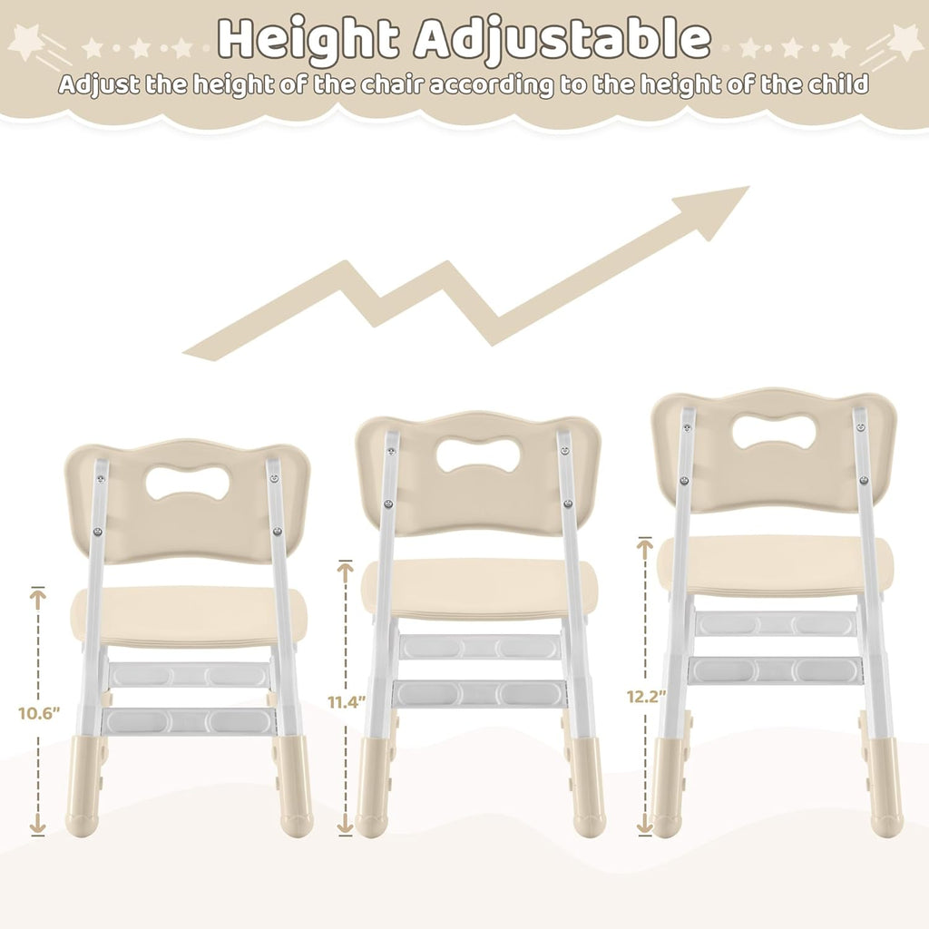 DOREROOM Adjustable Toddler 2 Chairs Set, 3 Level Adjustable Children’s Chair for Age2-8, Durable and Lightweight, Maximum Load-Bearing 180LBS, Plastic Kids Chairs for Classroom/Daycare/Home