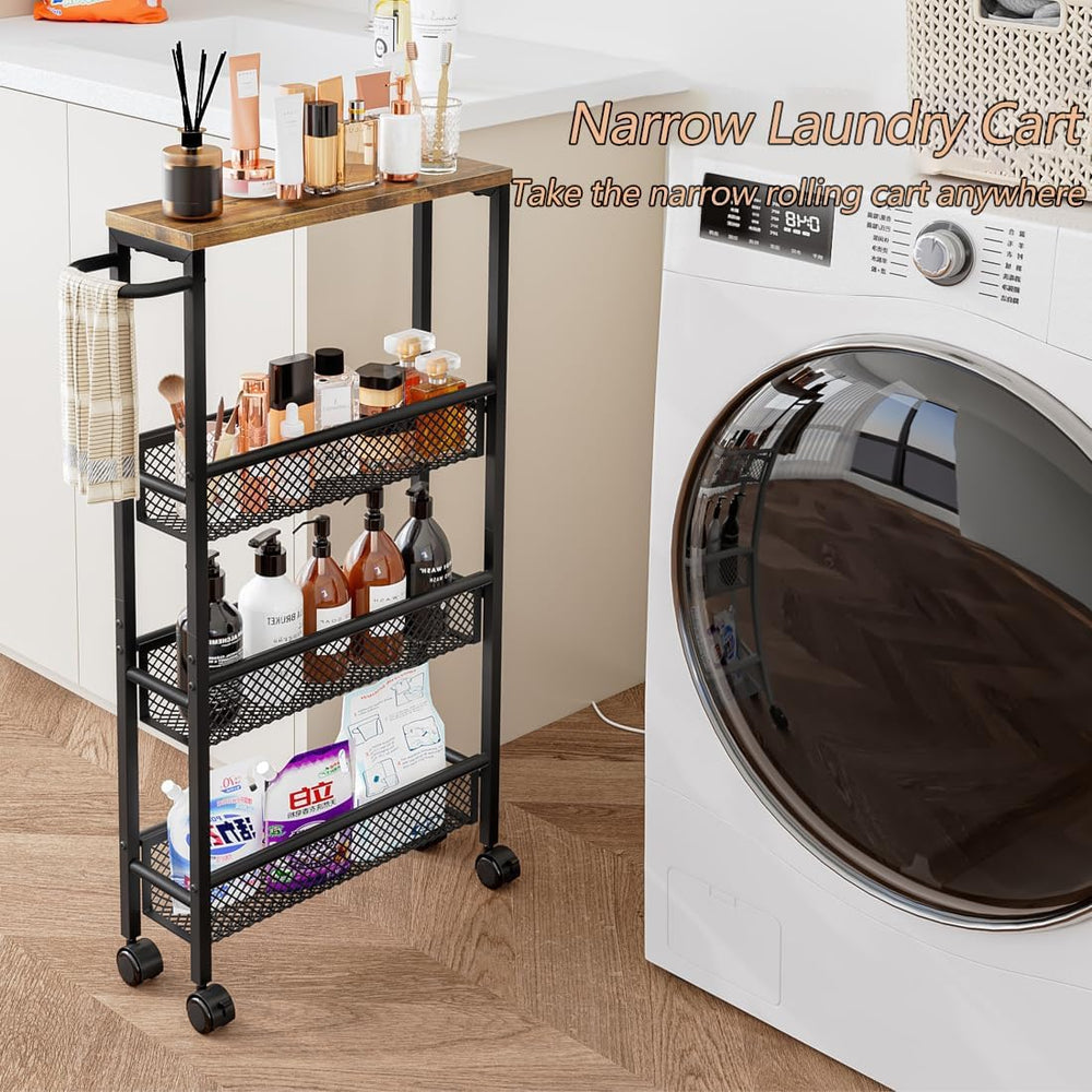 AZERPIAN Slim Rolling Cart 5 Tier Narrow Storage Cart on Wheels with Handle |...