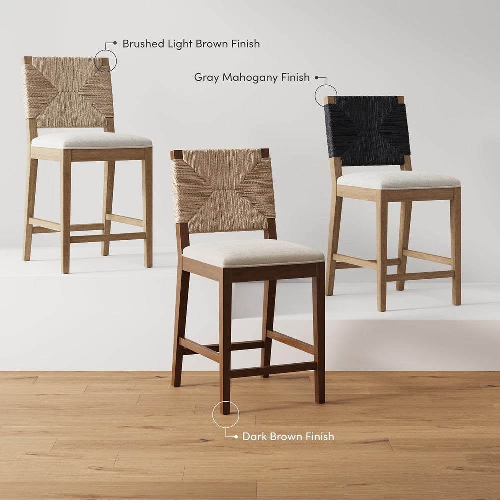 Nathan James Beacon Bohemian Boucle Bar Stool, Upholstered Bar Stool or Islan...