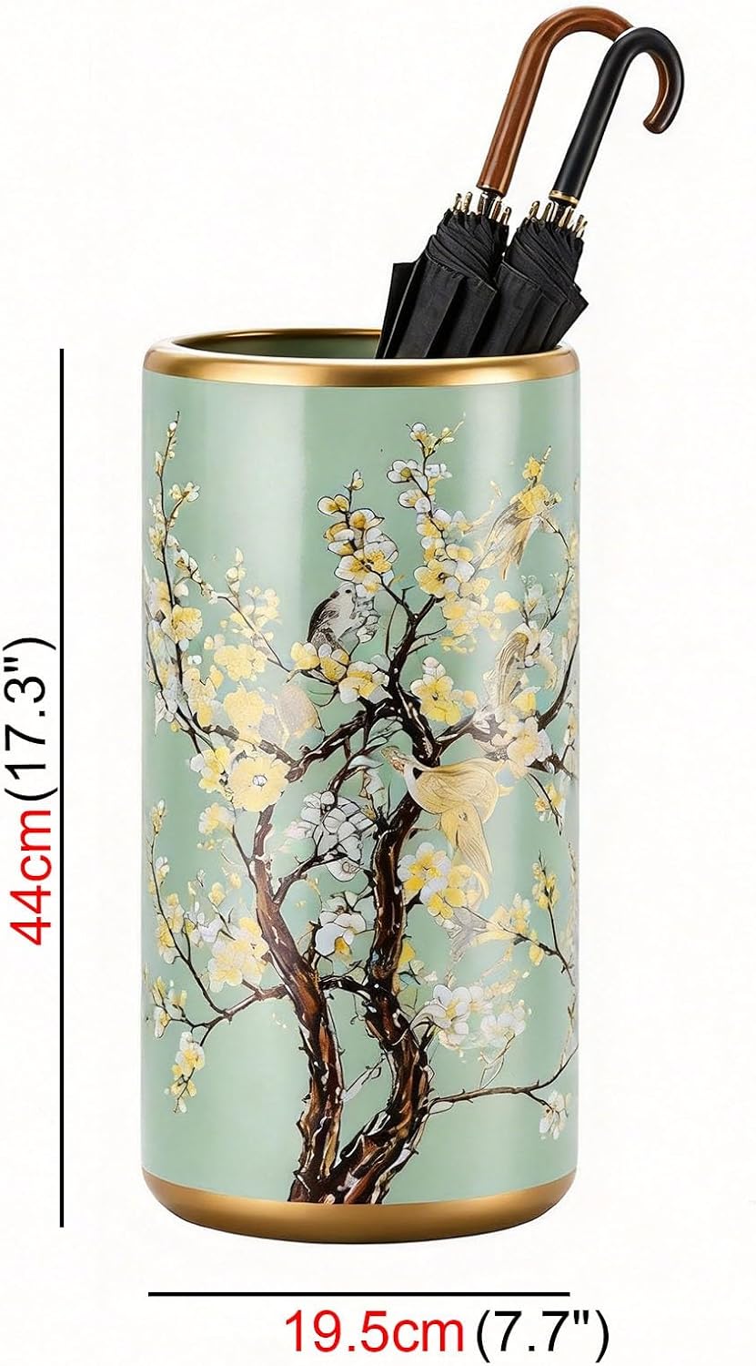 Ceramic Umbrella Holder, Walking Stick and Cane Stand, Home Decor Vase, Floor-Standing Umbrella Stand, Non-Slip Base, for Home, Office, Entryways, and Indoor Use