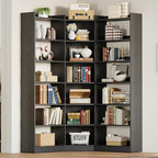IRONCK Corner Bookshelf, 7-Tier Bookshelf with Storage, Corner Bookcases with Baffles Etagere Shelf for Living Room Home Office Bedroom, Black