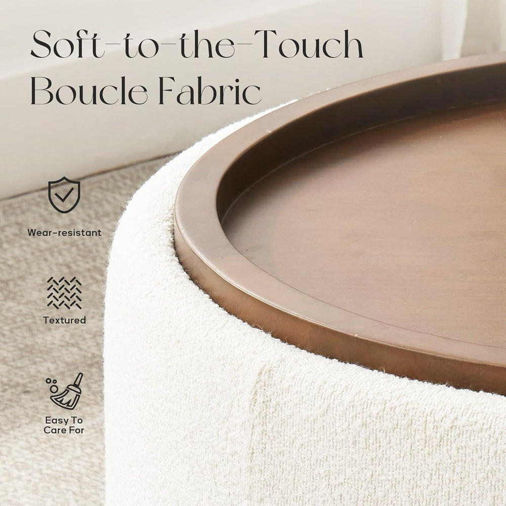 Zihanhome 30 Inch Round Storage Ottoman, Ottoman Coffee Table with Lift Off L...