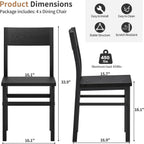 MECHYIN Dining Chairs Set of 4, Rustic Wood Dining Room Chairs with Thickened and Strengthened Metal Steel Frame & Slat Back, Modern Farmhouse Chair for Kitchen, Dining Room (4, Dark Black)