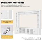 Merax Minimalist Entertainment Center Set with Bookshelves, All-in-1 Large TV Wall Unit for TVs Up to 80'', 92 Inch Media TV Cabinet withTempered Glass Door for Living Room, White