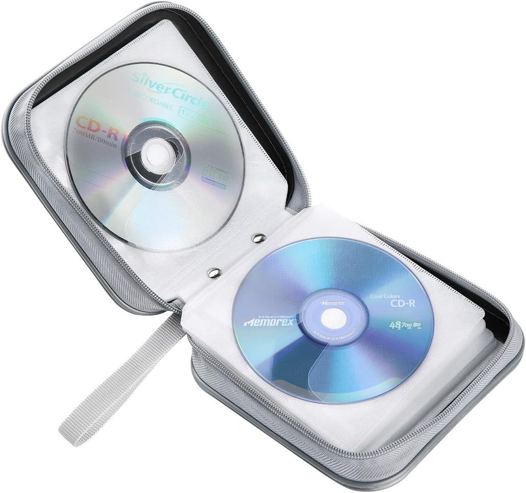 Siveit CD Case, 40 Capacity CD/DVD Case Holders Wallet Hard Plastic DVD Disc Cases Storage Binder for Car Home Office Travel (Black)