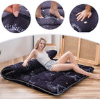 MAXYOYO Japanese Floor Mattress Futon Mattress, 4" Thicken Tatami Mat Sleeping Pad Foldable Roll Up Mat Boys Girls Dormitory Pad Kids Floor Lounger Pillow Bed, Charcoal Grey, Queen Size