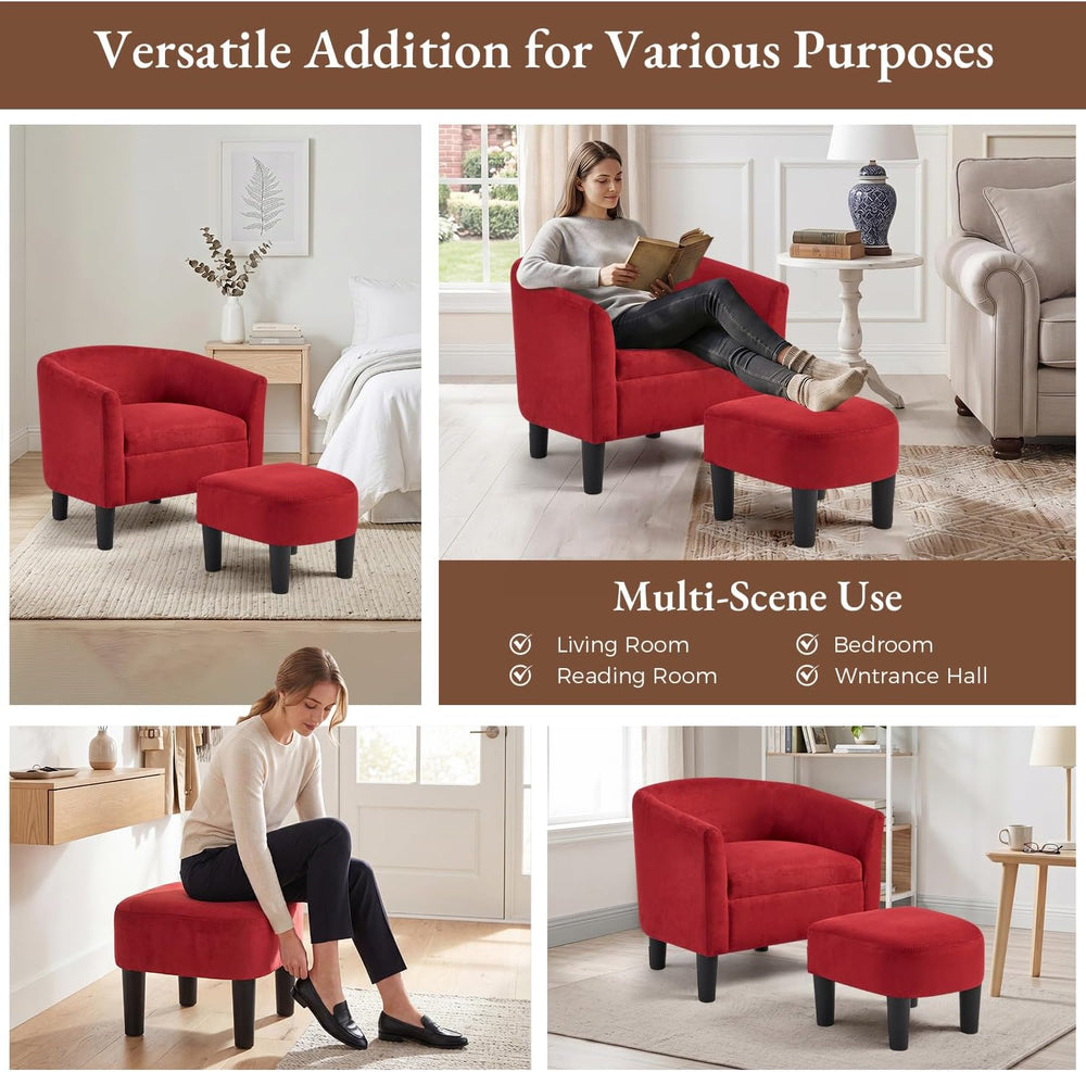 INZOY Oversized Accent Chair with Ottoman, 23.2" W Oversized Club Chair ...