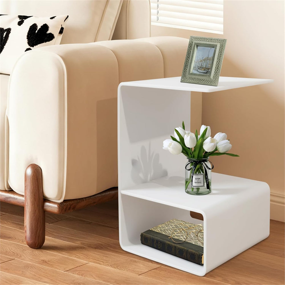Acrylic End Table, 21.6" H C-Shaped End Table, Side Table for Living Roo...
