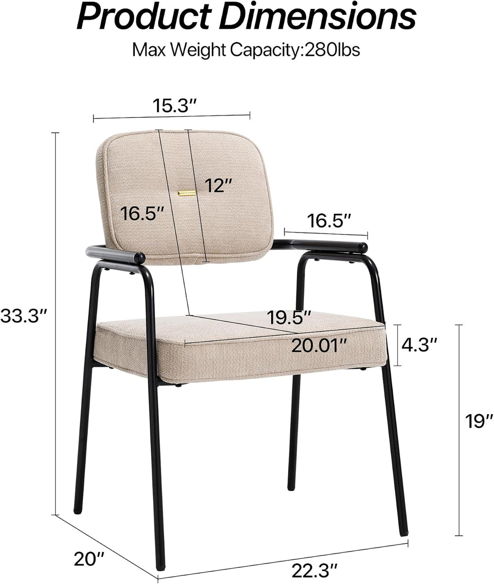 HENGJIANYI Accent Chair Dining Chair Set of 2, Chenille Upholstered Armchair ...