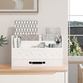 Bamboo Mail Organizer Countertop Wood Desk Organizer Drawer Tabletop Storage Box Letter Sorter Makeup Organizer for School Home Office Supplies White