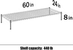 24" Deep x 60" Wide x 8" Height Wire Shelving Kit | 1-Tier | NSF Commercial Storage Rack Unit