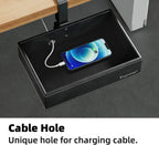 PU Leather Under Desk Organizer with 360° Rotating Clamp – for Computer Accessories, Stationery, Remote Control & Phone Storage, Black