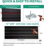 Slatwall Panel Garage Slat Wall Storage Systems with 15 Slatwall Accessories, 4'x8' Black Slat Wall Paneling for Retail Display, Garage Tool Storage, Guitar Shop, Home Storage