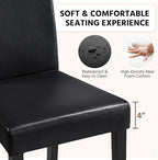 Yaheetech Dining Chairs Set of 4 PU Leather Upholstered Parsons Dining Chairs with Solid Wood Legs for Kitchen/Living Room/Restaurant, Modern Style, Black