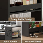 ChooChoo 4-Tier Slim Storage Cart with Handle, 5.51" W Rolling Utility Cart on Universal Wheels, Kitchen Cart Mobile Shelving Organization for Laundry Room, Bathroom & Narrow Places, Black