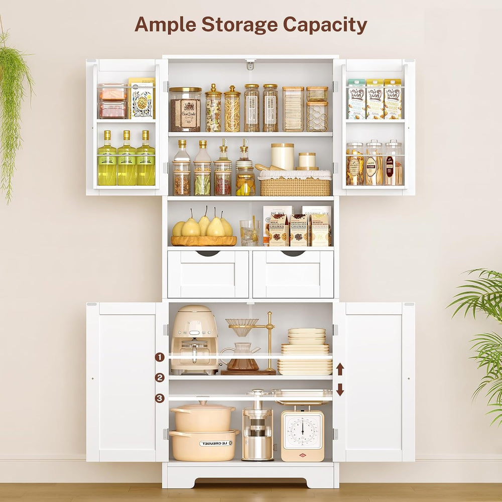 TEENFON Kitchen Pantry Cabinet with Adjustable Shelf, Tall Storage Cabinet wi...