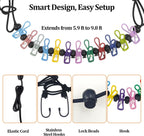 Travel Clothesline Retractable Portable Clothesline with 12 Clips Portable Elastic Camping Clothes Line with Anti-Slip Beads & Stainless Hooks for Hotel, RV, Boat, Outdoor Use (1 Pack)