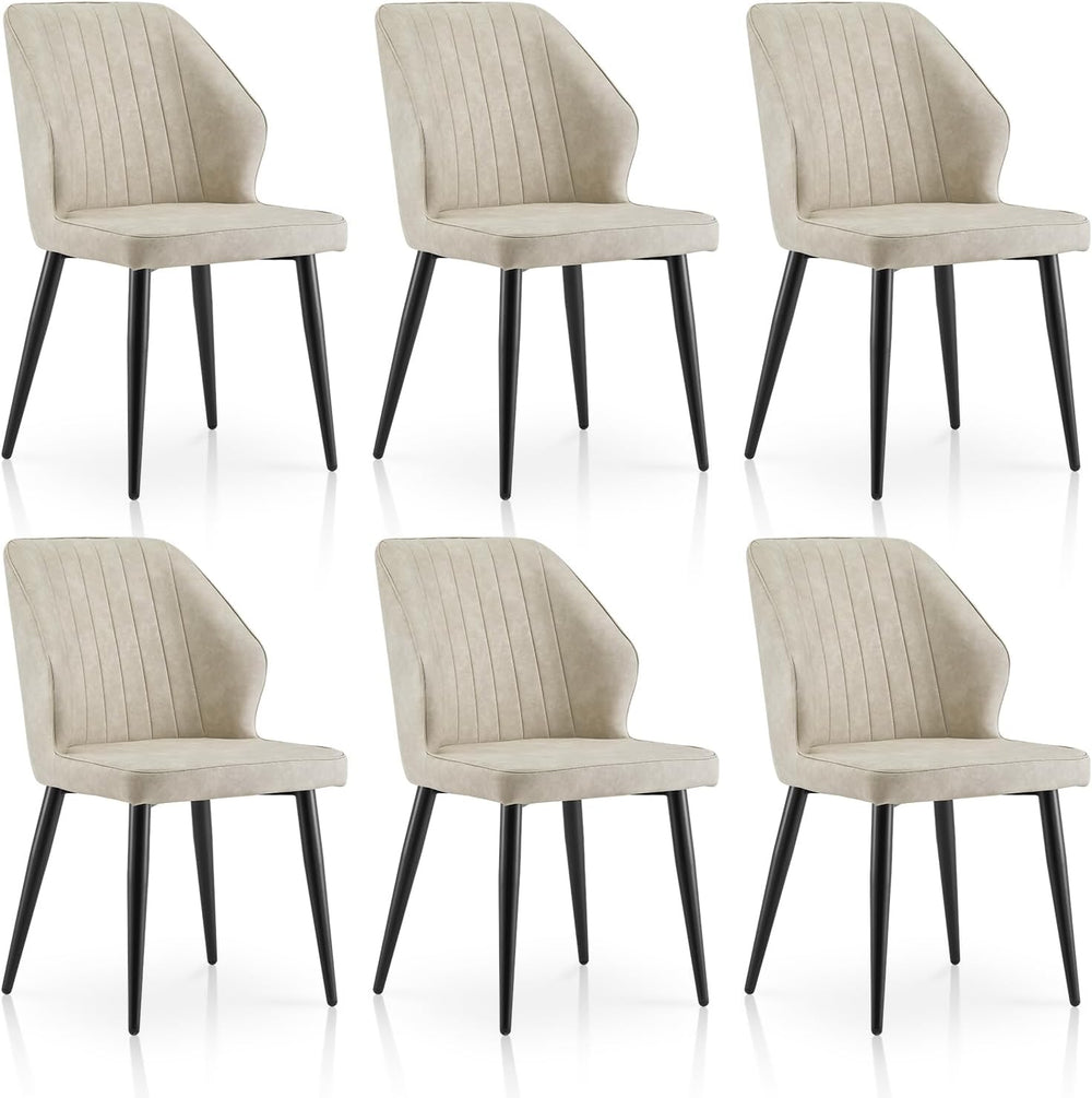 TUKAILAi Modern Dining Chairs Set of 6, Faux Leather Upholstered Kitchen Chai...