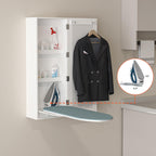 Wall Mount Ironing Board Cabinet, Built in Swivel Ironing Board Folding with Storage & Mirrored Door, White