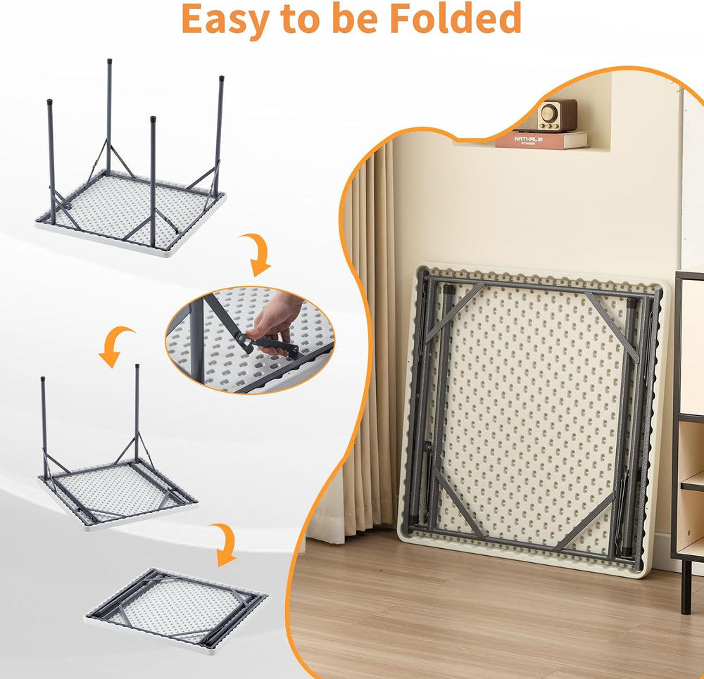 BOOSDEN 32 Inch Square Folding Table, Lightweight Card Table for Indoor Outdo...
