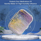 Pill Box 2 Compartment Small Pill Case,Portable for Pocket or Purse Pill Organizer Pill Container Holder to Hold Vitamins, Medication, Fish Oil and Supplements(Vintage Flower Abstract Floral)