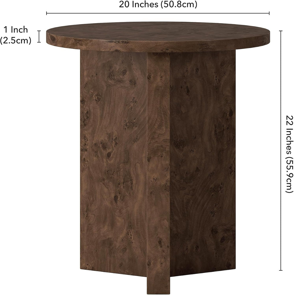 Henn&Hart 20" Scandinavian Round Wooden End Table, Side Table, Night...