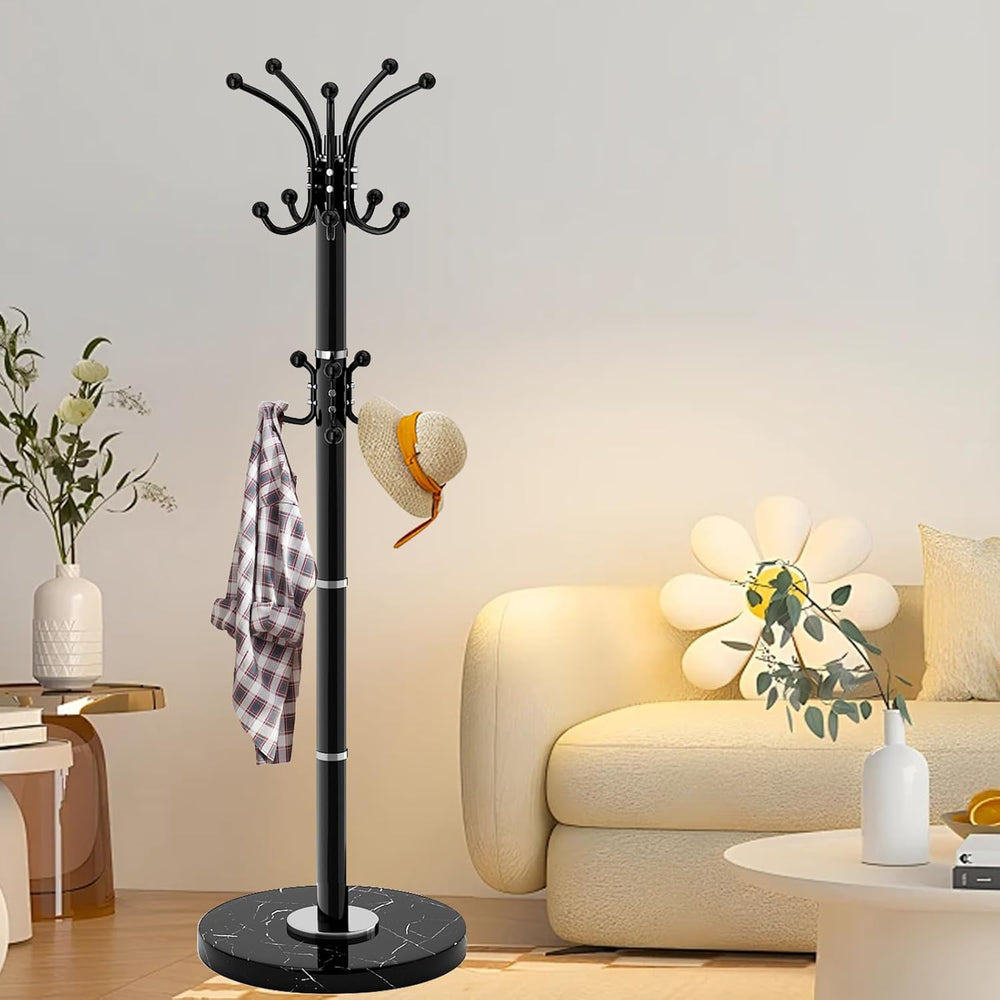 Metal Heavy Duty Coat Rack Stand, Modern Freestanding Coat Rack with Natural ...