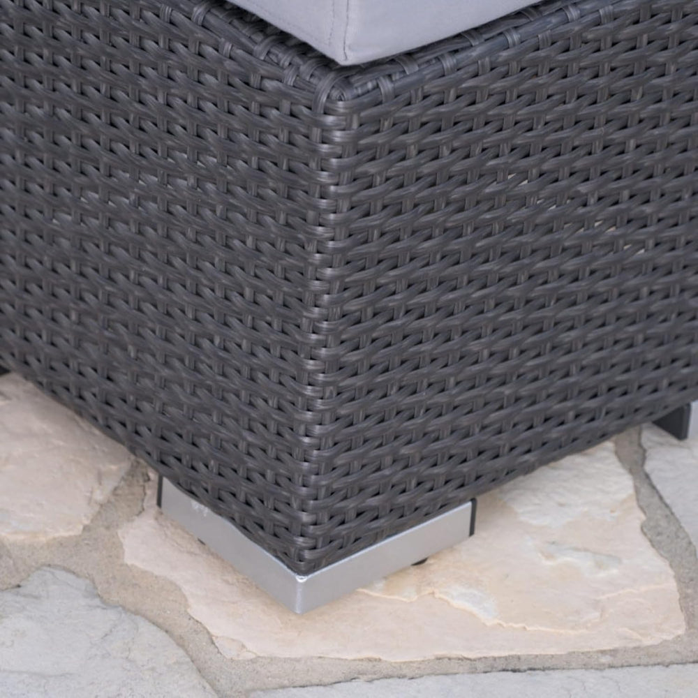 Hassyee PE Rattan Grey Patio Ottoman with Thick Cushions for Poolside, Lawn, ...