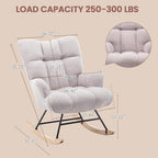 SAETSFEG Rocking Chair Nursery Teddy Upholstered Glider Rocker Rocking Accent Chair Padded Seat with High Backrest Armchair Comfy Side Chair for Living Room Bedroom Offices (Grey Teddy)