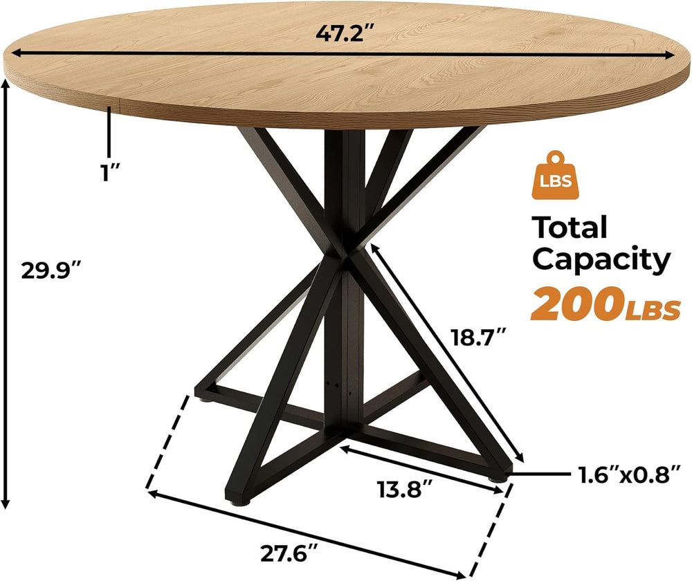 GarveeHome 47 Inch Round Dining Table for 4-6, Circle Kitchen Table with Pede...