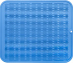 Silicone Dish Drying Mat for Multiple Usage,Easy clean,Eco-friendly,Heat-resistant Silicone Mat for Kitchen Counter or Sink,Refrigerator or Drawer Liner Lichen BlueL XL 18 inches x 16 inches