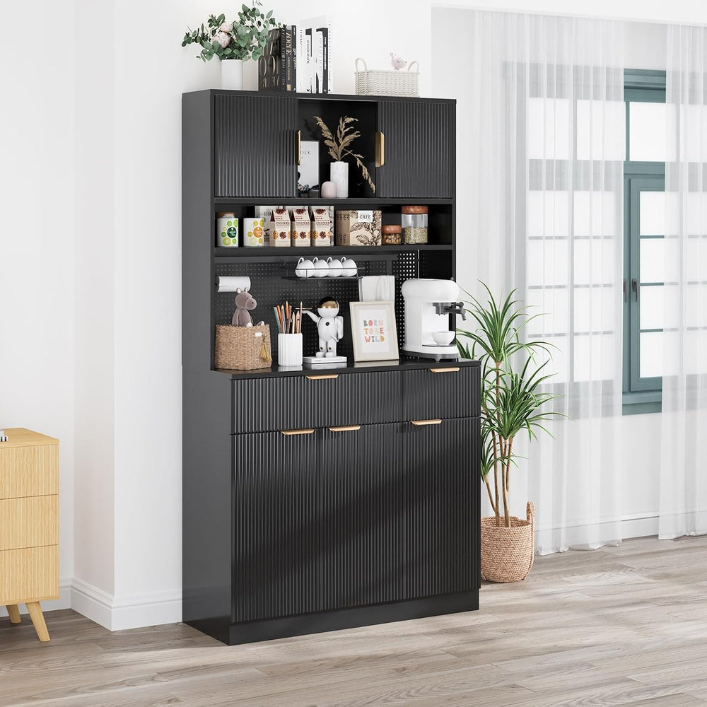 Kitchen Pantry Cabinet with Storage & Pegboard, 71" Tall Hutch Stora...