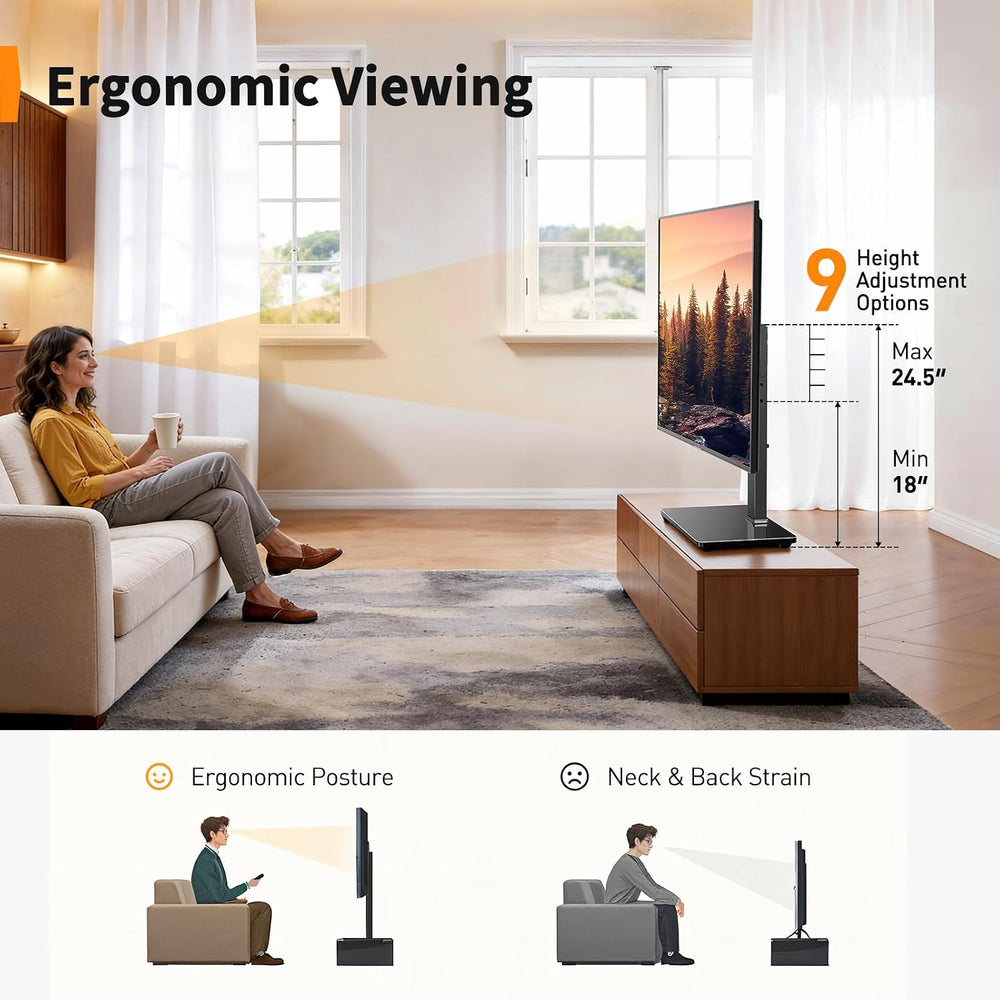 Perlegear Universal TV Stand with Power Outlet, Swivel TV Stand for 32-72 inc...