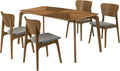 Armen Living Kalia 5 Piece Wood Dining Set in Walnut Finish with Charcoal Fabric