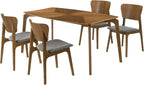 Armen Living Kalia 5 Piece Wood Dining Set in Walnut Finish with Charcoal Fabric