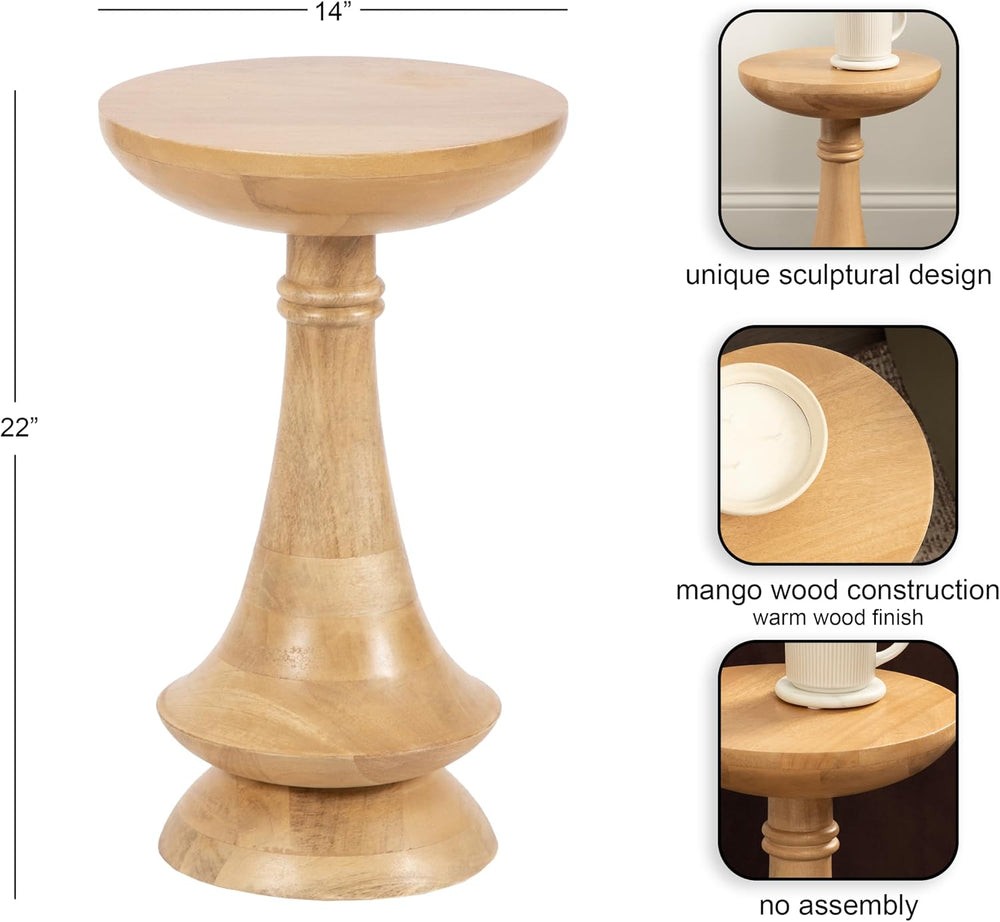 Kate and Laurel Gairola Transitional Wooden Round Side Table, 12 x 12 x 20, N...