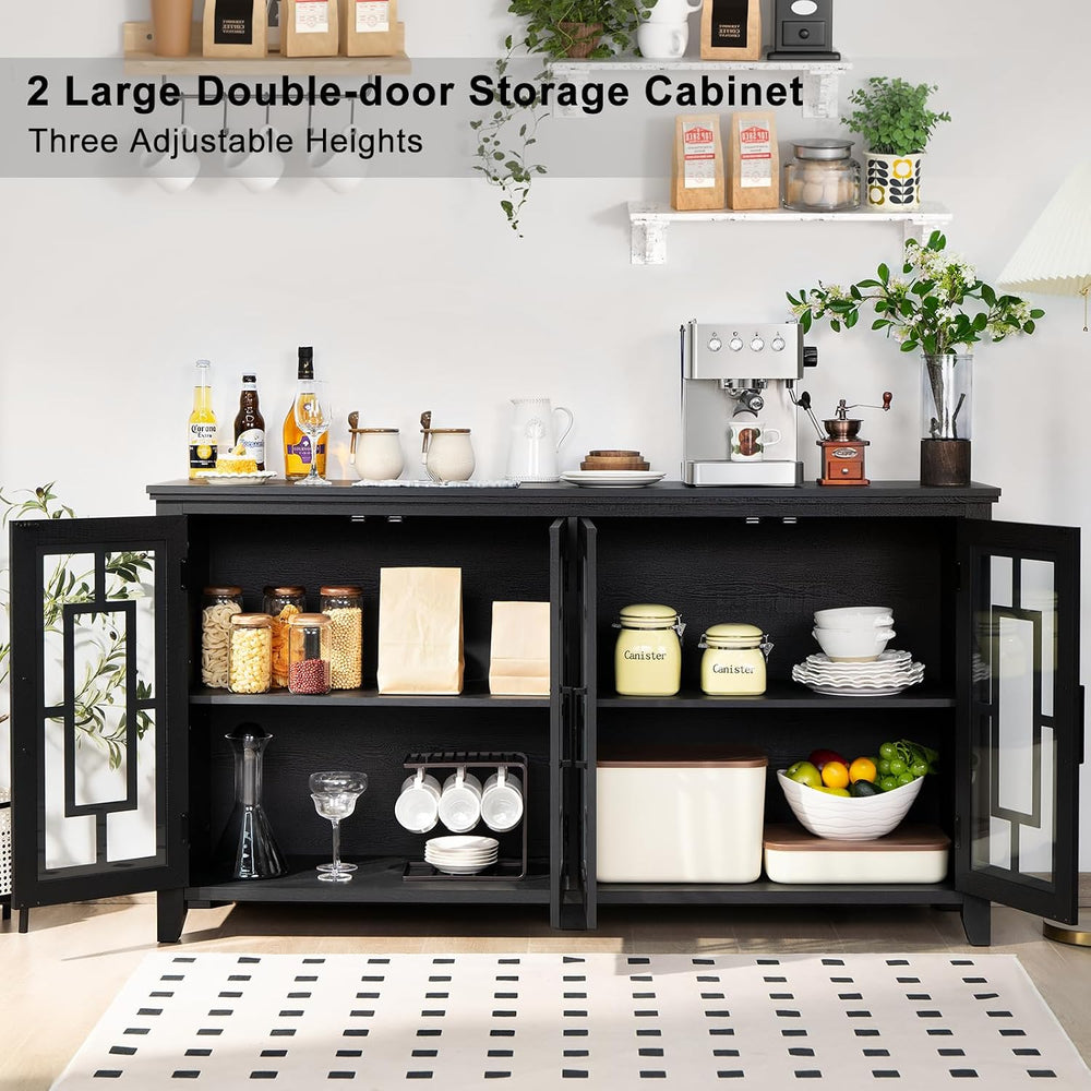 Joaxswe Large Sideboard Buffet Cabinet with Storage, 63" Farmhouse Crede...