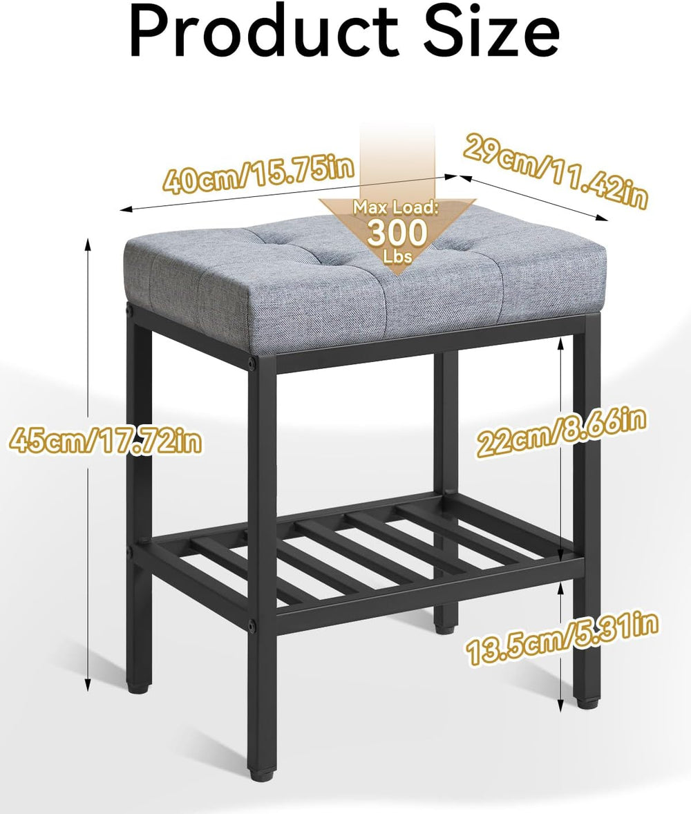 IBUYKE Rectangular Makeup Stool with Adjustable Feet and Storage Space, Footr...