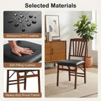 POWERSTONE Folding Dining Chairs Set of 6, Slat Back Foldable Kitchen Chair | PVC Padded Cushions, Solid Wood Frame, No Assembly, 400 LBS Capacity for Dining Room Apartment Small Spaces
