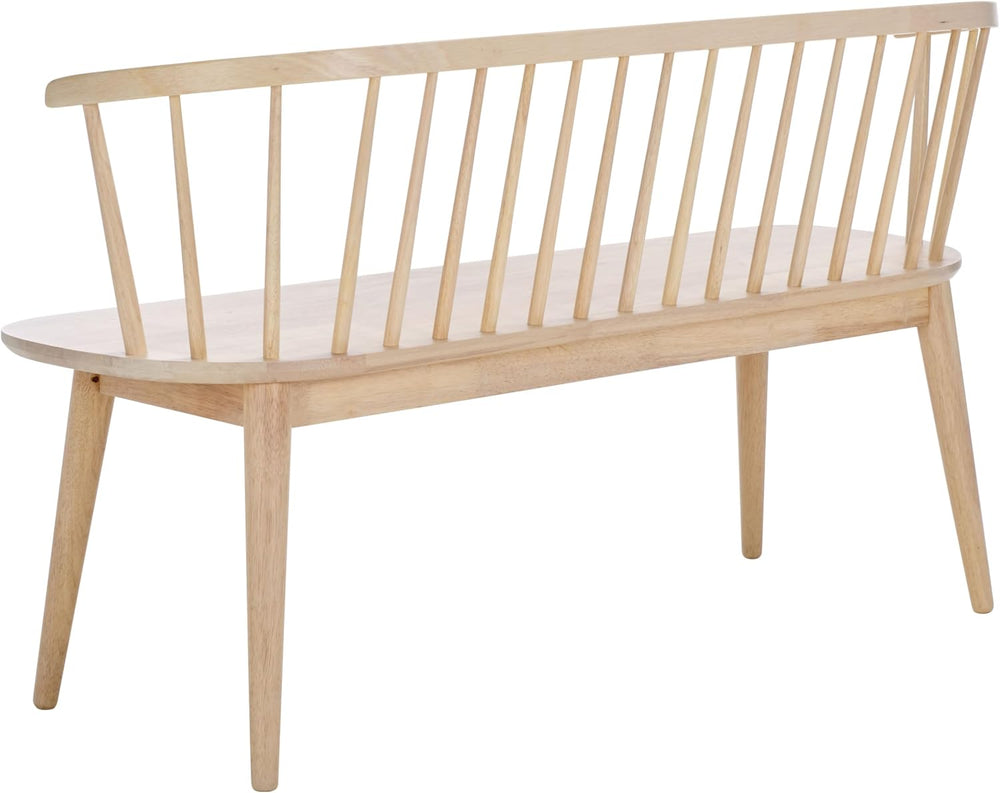 SAFAVIEH Furniture - Blanchard Spindle Bench - White Washed - Solid Wood - Cl...