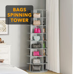SpaceAid 8 Tier Rotating Shoe Rack Tower, Spinning Shoe Display Lazy Susan, Revolving 360 Shoe Rack Storage Round Carousel, Vertical Handbag Rotate Shoes Closet Organization (8-Tier Gray)