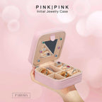 Parima Bridesmaid Gifts for Wedding Day, Women | Proposal Unique Travel Essentials Small Jewelry Box Case-Initial F Pink