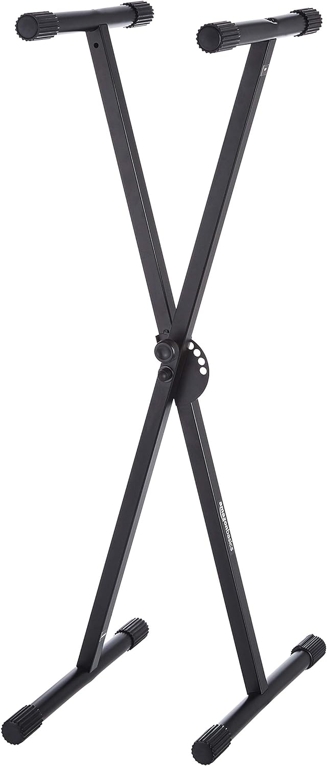 Amazon Basics Keyboard and Piano Stand, Adjustable Height, Portable Single-X-Shape, Black